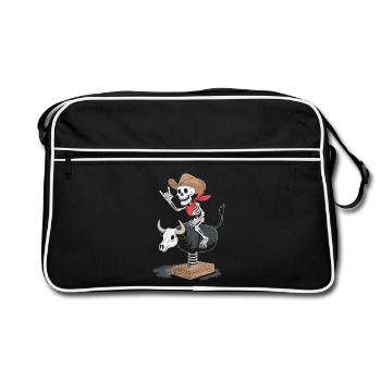 Cow-boy squelette sur la mécanique du taureau - Sac Retro - noir/blanc - Devant