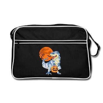 T-Rex Mummy Halloween - Retro Bag - black/white - Front