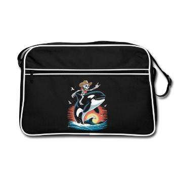 Cow-boy squelette sur la scène des vagues d’orque - Sac Retro - noir/blanc - Devant