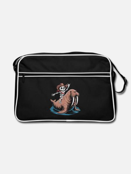 Cow-boy squelette sur morse - Sac Retro - noir/blanc - Devant