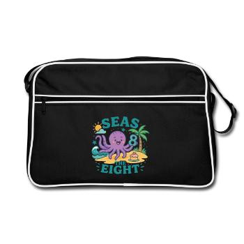 Seas The Eight Birthday Party Gift For 8 Year Old - Retro Tasche - Schwarz/Weiß - Vorne