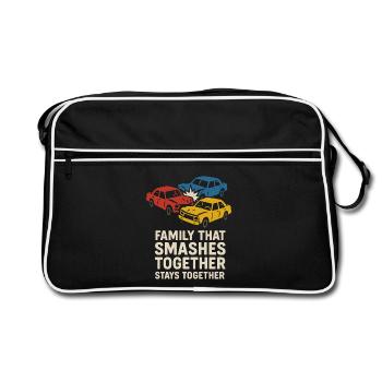 Demolition Derby Fan Pit Crew Crash Driver Fair - Retro Tasche - Schwarz/Weiß - Vorne