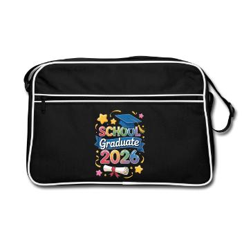 School Graduate 2026 Design - Retro Tasche - Schwarz/Weiß - Vorne