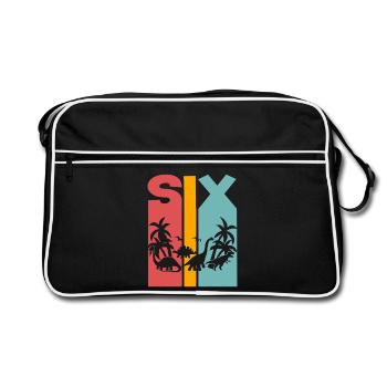 6th Birthday Dinosaur - Retro Bag - black/white - Front