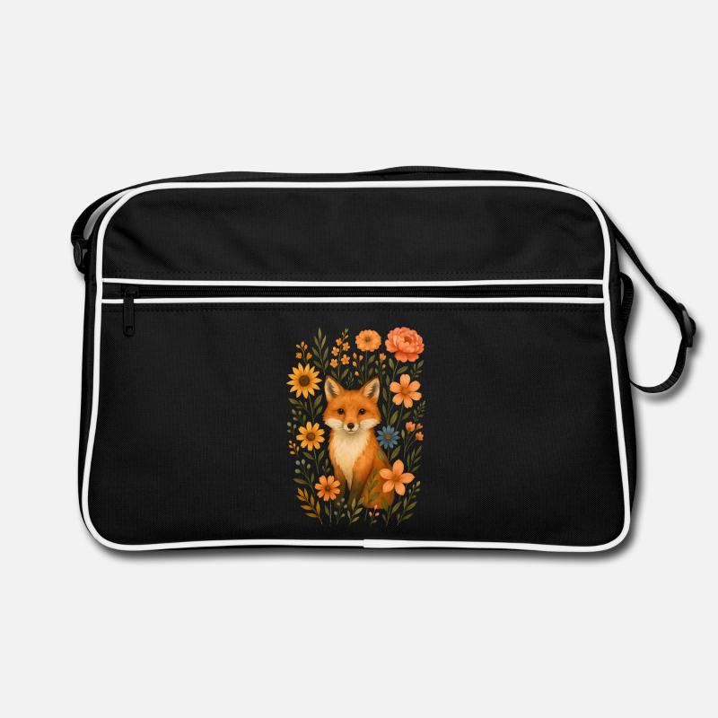 Fuchs mit Blumen Cottagecore Retro Tasche