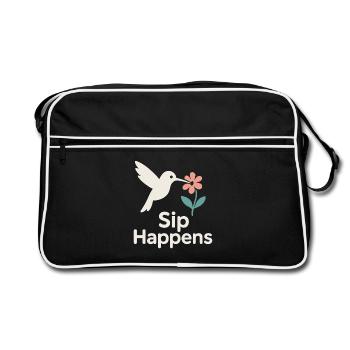 Drôle Colibri Mem Petit Oiseau Grande Énergie - Sac Retro - noir/blanc - Devant