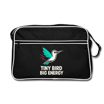 Drôle Colibri Mem Petit Oiseau Grande Énergie - Sac Retro - noir/blanc - Devant