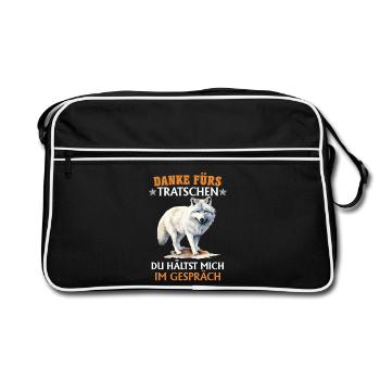 Wolf Spirit THANKS FOR GOSSIPING Funny - Retro Bag - black/white - Front