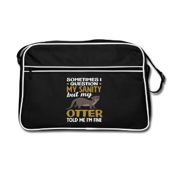 Sea Otter Sanity Tierliebhaber - Retro Tasche - Schwarz/Weiß - Vorne