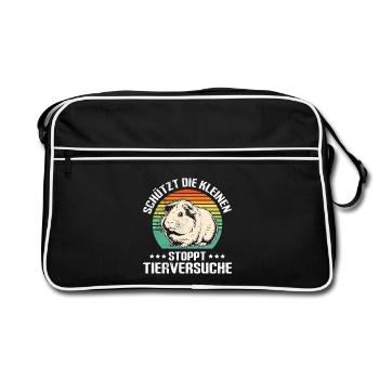 Animals PROTECTS THE LITTLE ONES STOPS ANIMAL TESTING - Retro Bag - black/white - Front