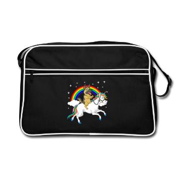 Berger allemand chevauchant une licorne - Sac Retro - noir/blanc - Devant