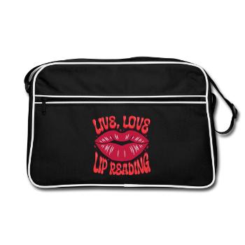 Deaf Deaf Hearing Impairment Lip Reading - Retro Bag - black/white - Front