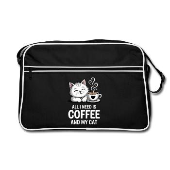 Tout ce dont j’ai besoin, c’est de café et de chat - Sac Retro - noir/blanc - Devant