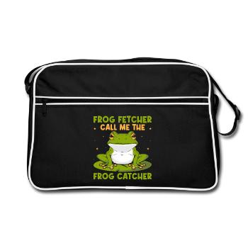 Frog Catcher Frog Fetcher Call Me Frog - Retro Tasche - Schwarz/Weiß - Vorne