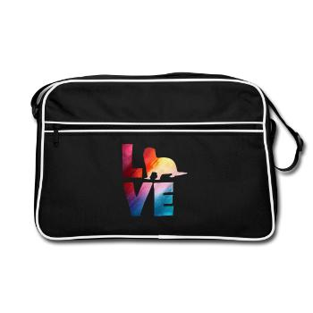 Sea Otter Cartoon Colorful Love - Retro Bag - black/white - Front