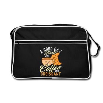 Une bonne journée commence avec un café et un croissant - Sac Retro - noir/blanc - Devant