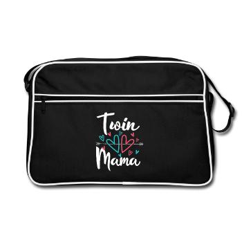 Maman jumelle Grossesse Maman de jumeaux - Sac Retro - noir/blanc - Devant