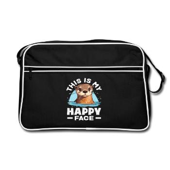 Loutre de mer dessin animé visage chanceux - Sac Retro - noir/blanc - Devant