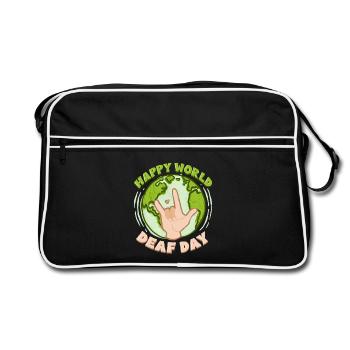 Interprète en langue des signes ASL Journée mondiale des sourds - Sac Retro - noir/blanc - Devant
