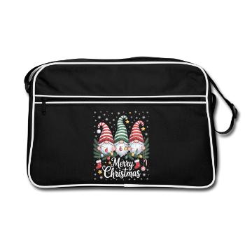 Merry Christmas Gnome T-Shirt with Fairy Lights - Retro Bag - black/white - Front