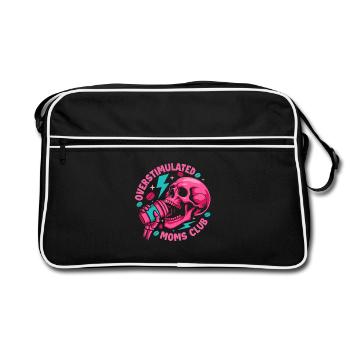 Overstimulated Moms Club Coffee Humor - Retro Bag - black/white - Front