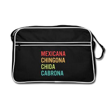 Mexicana Chingona Cabrona Orgullo - Retro Tasche - Schwarz/Weiß - Vorne