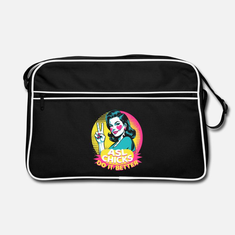 ASL Dolmetscher Gebärdensprache ASL Chicks Retro Tasche