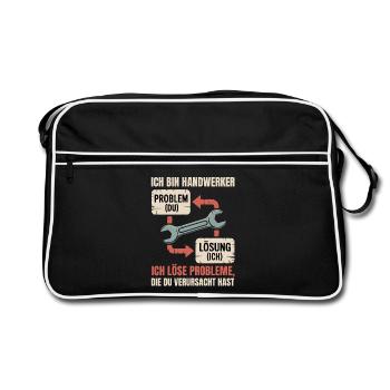 Je suis un artisan : solution au lieu de problème - Sac Retro - noir/blanc - Devant