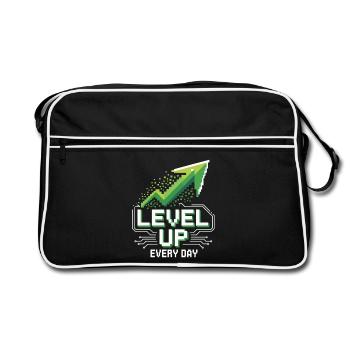 Level Up Every Day - Chemise de motivation pour les joueurs - Sac Retro - noir/blanc - Devant