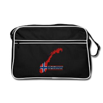 Norway Vacation Nature Gift - Retro Bag - black/white - Front