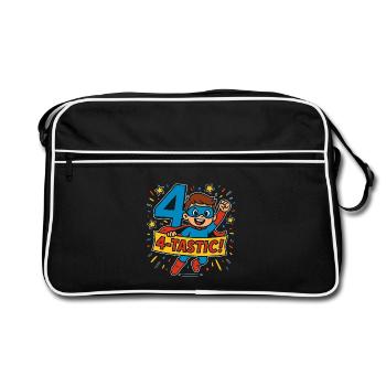 4 TASTIC Superhero Birthday Party Gift For Four - Retro Tasche - Schwarz/Weiß - Vorne