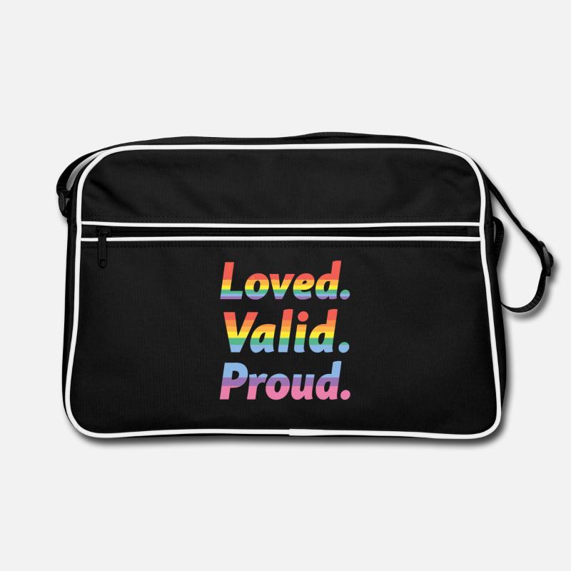 Loved Valid Proud – Pride Statement Retro Tasche