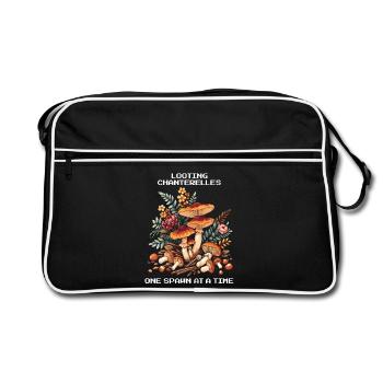 Pfifferlinge looten | Ein Spawn nach dem anderen - Retro Tasche - Schwarz/Weiß - Vorne