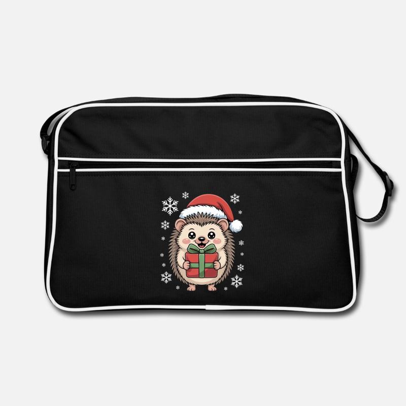 Hérisson de Noël avec chapeau et paquet de Père Noël Sac Retro