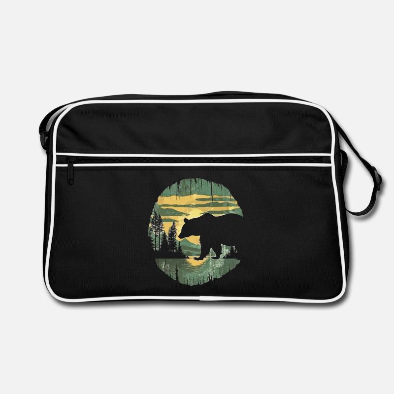 Retro Outdoor Wilderness Bear Trees Retro Bag