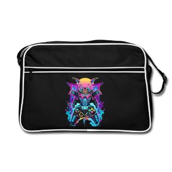 Gaming Controller Samurai Mask Ronin Gambler Motif - Retro Bag - black/white - Front