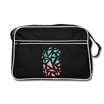 Triangle Pattern - Turquoise Pink - Retro Bag - black/white - Front