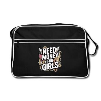Need Money for Girls – Party & Cash Humour - Sac Retro - noir/blanc - Devant
