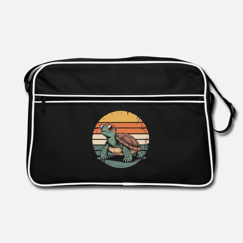Retro turtle at sunset Retro Bag