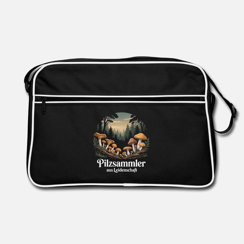 Cueillette de champignons Cueillette de champignons Chasseurs de champignons Forêt Sac Retro