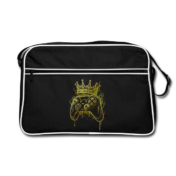 Gaming King Controller Gold Lines Gambler Motif - Retro Bag - black/white - Front
