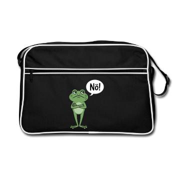 Skeptischer Frosch Mit Nö Spruch - Retro Tasche - Schwarz/Weiß - Vorne