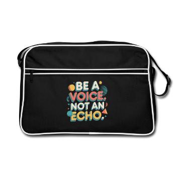 Be a Voice – Mutmacher Spruch im Retro Style - Retro Tasche - Schwarz/Weiß - Vorne