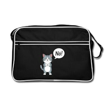 Non! Drôle de chat avec dicton - Sac Retro - noir/blanc - Devant