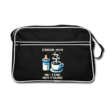 Error 404: Me-Time fehlt | Mama, Kaffee, Alltag - Retro Tasche - Schwarz/Weiß - Vorne