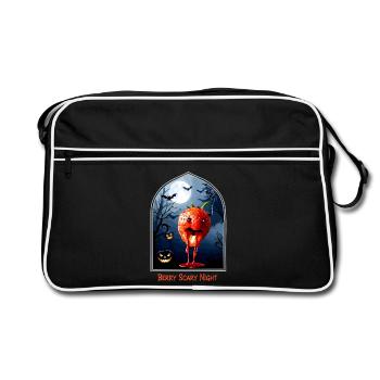 Erdbeer Halloween - Berry Scary Night - Retro Tasche - Schwarz/Weiß - Vorne