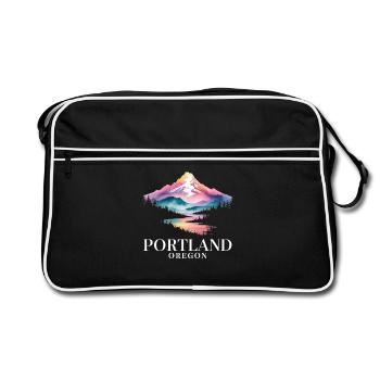 Portland Oregon Mountain Sunset Scenic View - Retro Bag - black/white - Front