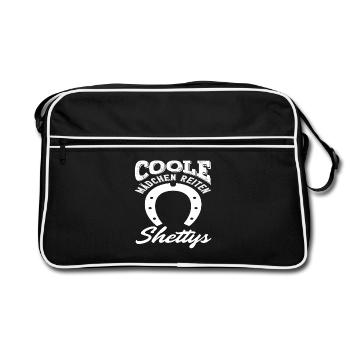 Coole Mädchen Reiten Shettys Pferdemädchen Reiten - Retro Tasche - Schwarz/Weiß - Vorne