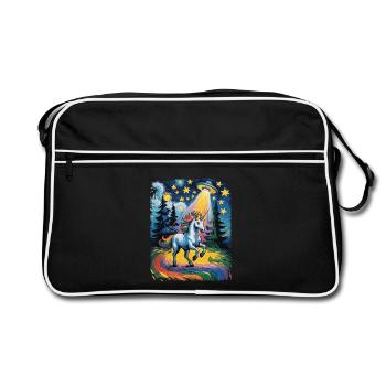Glowing unicorn in a starry rush - Retro Bag - black/white - Front