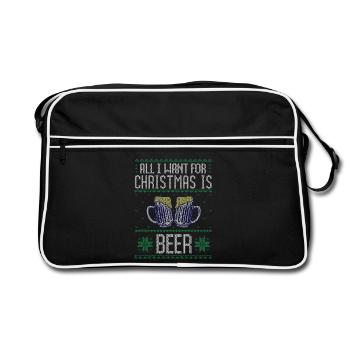 Funny Christmas Beer Lover Design - Retro Bag - black/white - Front